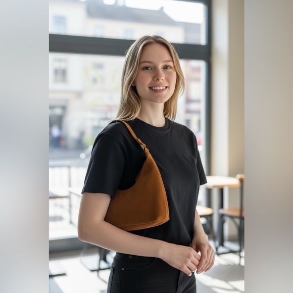 NWT $970 By Far Suede Shoulder Bag - Picture 3 of 17